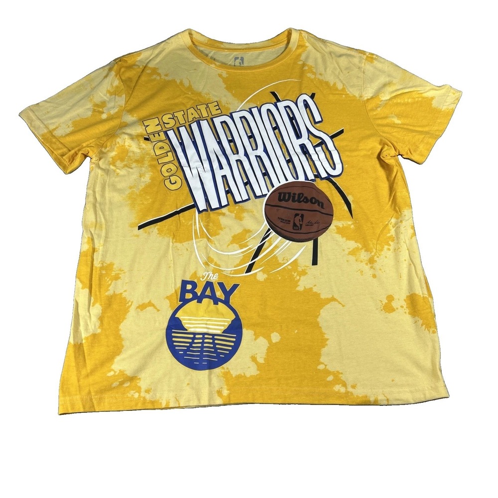 NBA Golden State Warriors Tie Dye Graphic Tee Mens Large Yellow The Bay Shirt